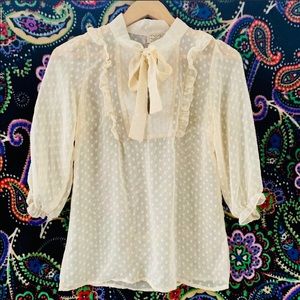 Vintage style eyelash couture sheer blouse size S